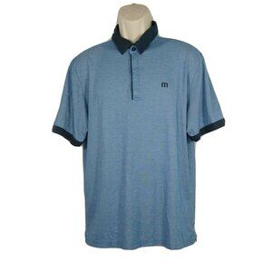 Travis Mathew Polo Shirt Golf Men Size L Blue Short Sleeve Collared Logo